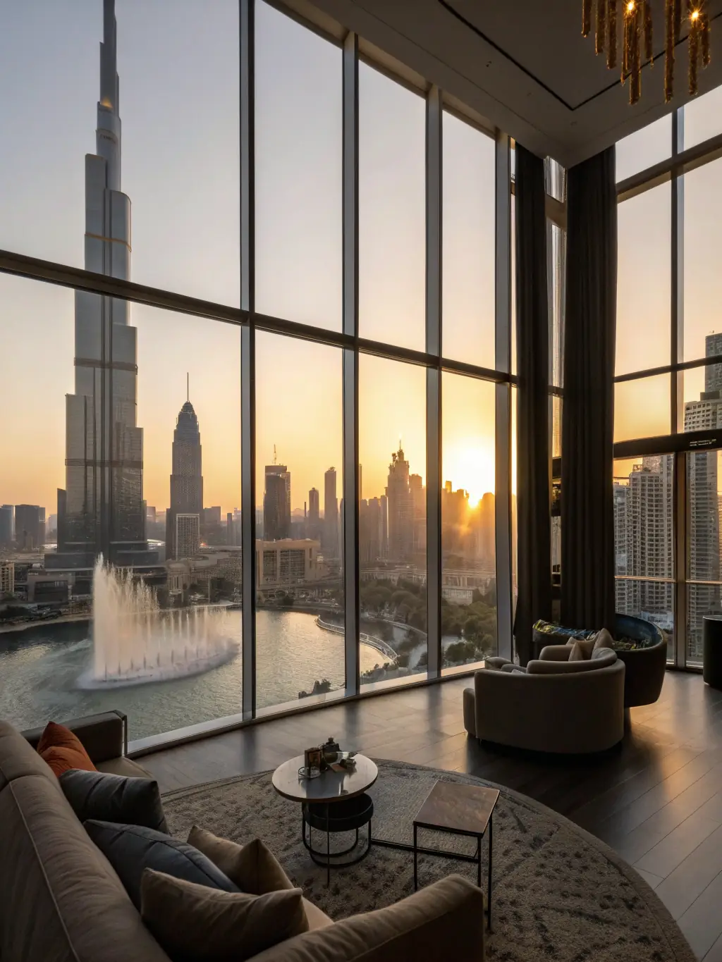 A modern luxury apartment interior in Dubai, showcasing the lifestyle Colmax Real Estate offers to buyers.